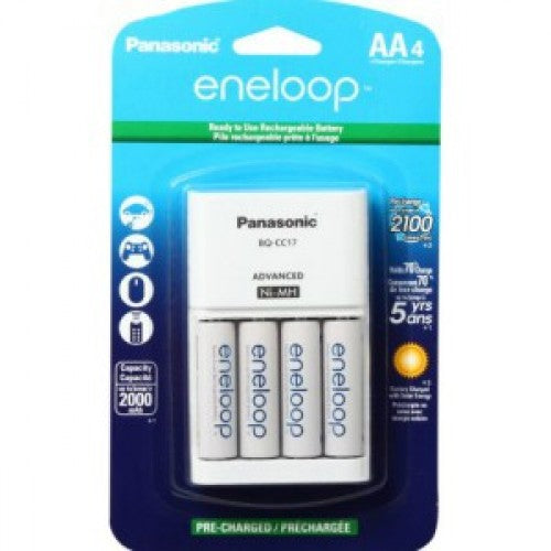KKJ17MCA4BA / BQCC17 Eneloop Panasonic Charger with 4 NiMH Batteries BBM Battery Canada