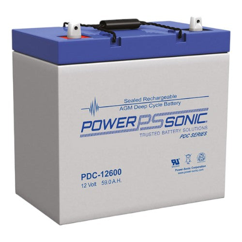 Powersonic PDC-12600 12.0V/60.0AH Deep Cycle Battery with Universal Te ...