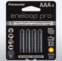 Panasonic Eneloop AAA Battery, Pack of 4, 1.2V/950mAh BK4HCC4BA