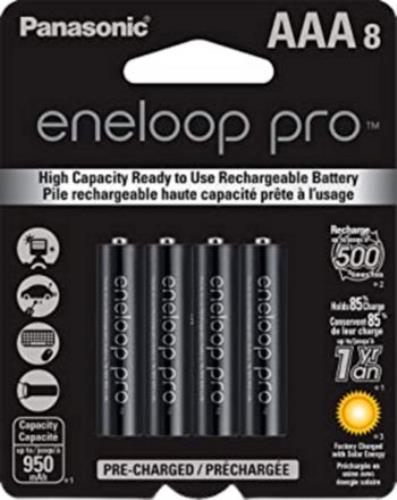 Panasonic BK-4HCCA8BA eneloop pro AAA High Capacity Ni-MH Pre-Charged Rechargeable Batteries, 8 Pack