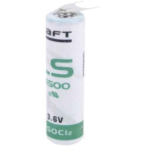 Saft LS 14500 3PF AA 3.6 V Lithium with solder pins - 2 pin positive, one pin negative