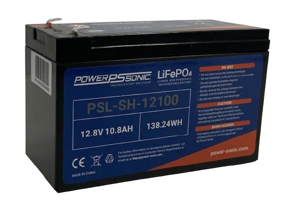 Power-Sonic PSL-SH-12100 Battery - 12.8V/10.0AH Rechargeable Lithium LIFEPO4