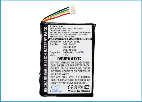 HP 365748-001, 365748-005, 367194-001 Battery for IPAQ RZ1700