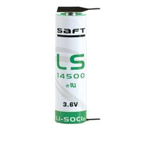 Saft LS14500-2PF with solder pins - 1 pin positive, one pin negative