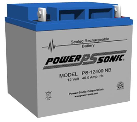 Power-Sonic PS-12400 Battery, AGM 12V/40AH with Nut & Bolt Terminals